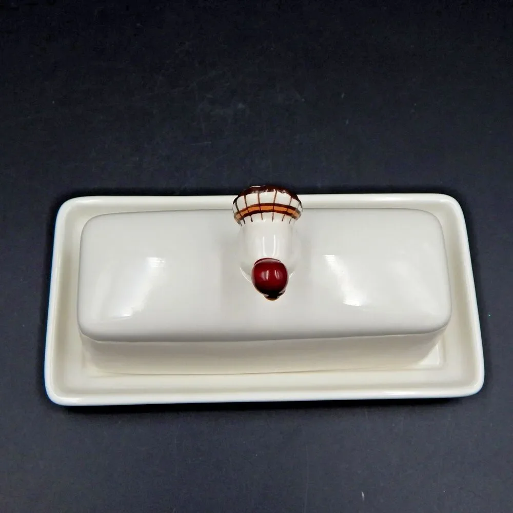 Pottery Barn Gobble Collection Turkey Butter Dish Porcelain Serveware